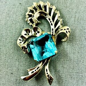Vintage REJA Heavy Sterling And Rhinestone Brooch - Beautiful!